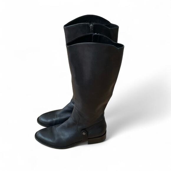 |Via Spiga| Black Leather Knee High Cody Riding Boots Size 7.5 - Picture 1 of 11